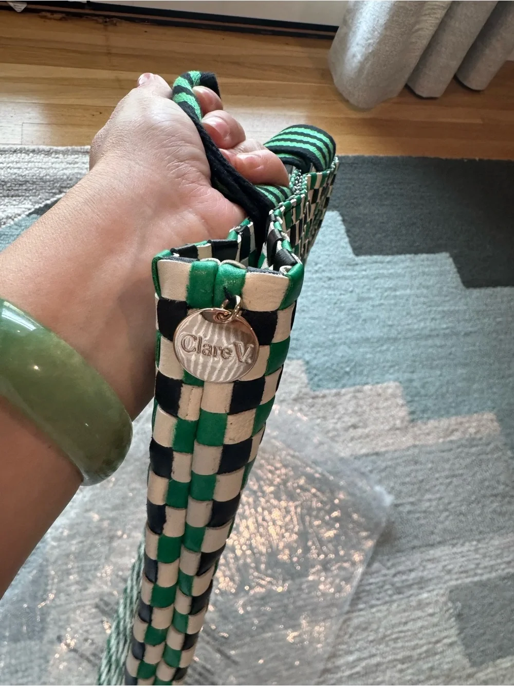 Clare V. Carryall Tote - Green & Black Checker